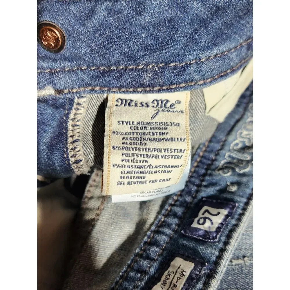 Miss Me Mid Rise Skinny Jeans Women's 26 Blue Denim Paint Splatter Distressed